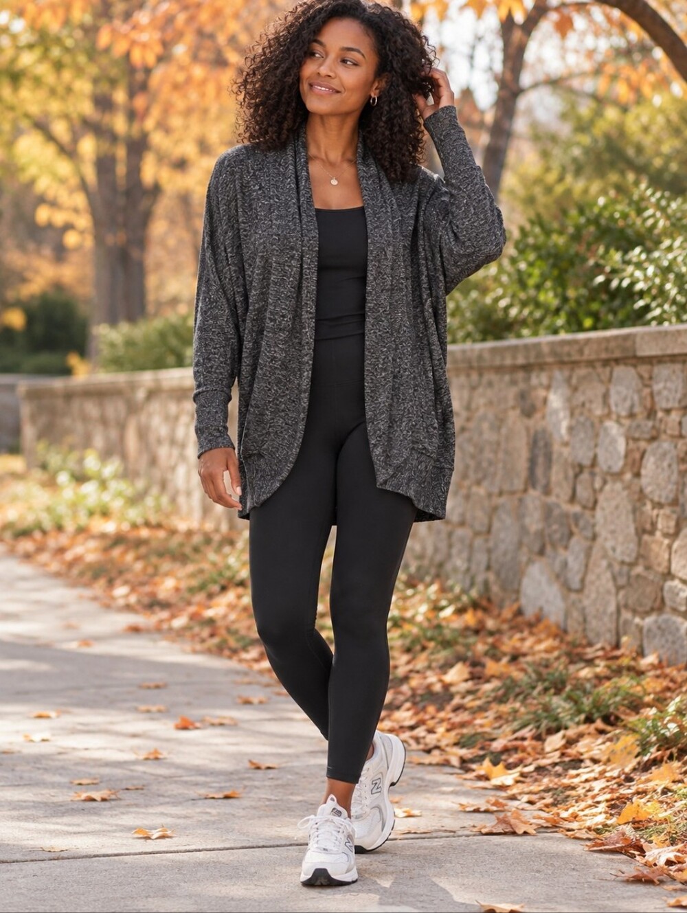 ❤️ ATHLETA SOFT OPEN FRONT DOLMAN CARDIGAN SWEATER, HEATHERED CHARCOAL, SMALL